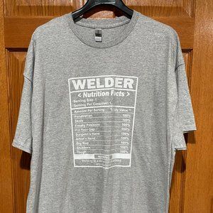 GILDAN Heavy Cotton Mens 2XL Gray WELDER Facts Funny Gag Gift T-Shirt Shirt NWOT